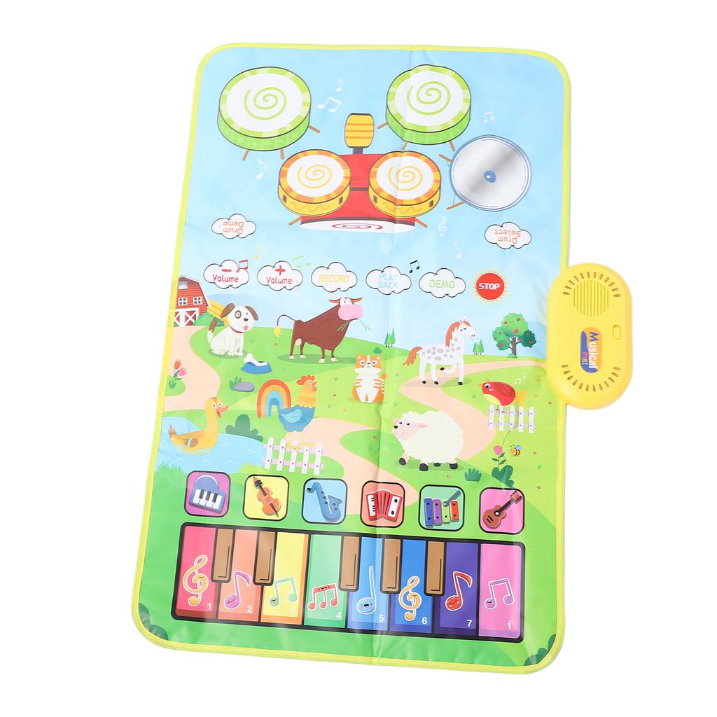 Toddler Musical Mat Touch Play Baby Piano Keyboard Drum Pad Toy with 2 Sticks for Boys Girls Early