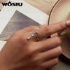 WOSTU 925 Sterling Silver Star and Moon Link Ring With Nano Opal For Women's Engagement & Proposal Parties Fine Jewelry Gifts