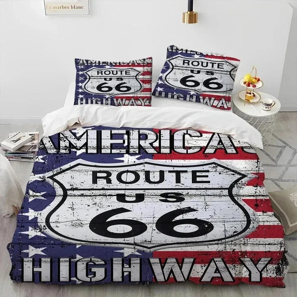 Historic Route 66,Mother Road,mãe Estrada Bedding Set Printed With Pillowcase Duvet Cover Soft Queen King Size Bedclothes Home
