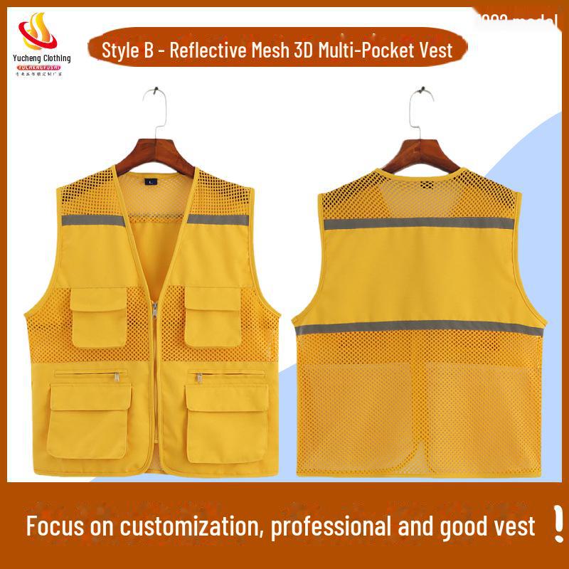 Custom Logo Emergency Management Safety Vest - Multi-Pocket Workwear for Photojournalists
