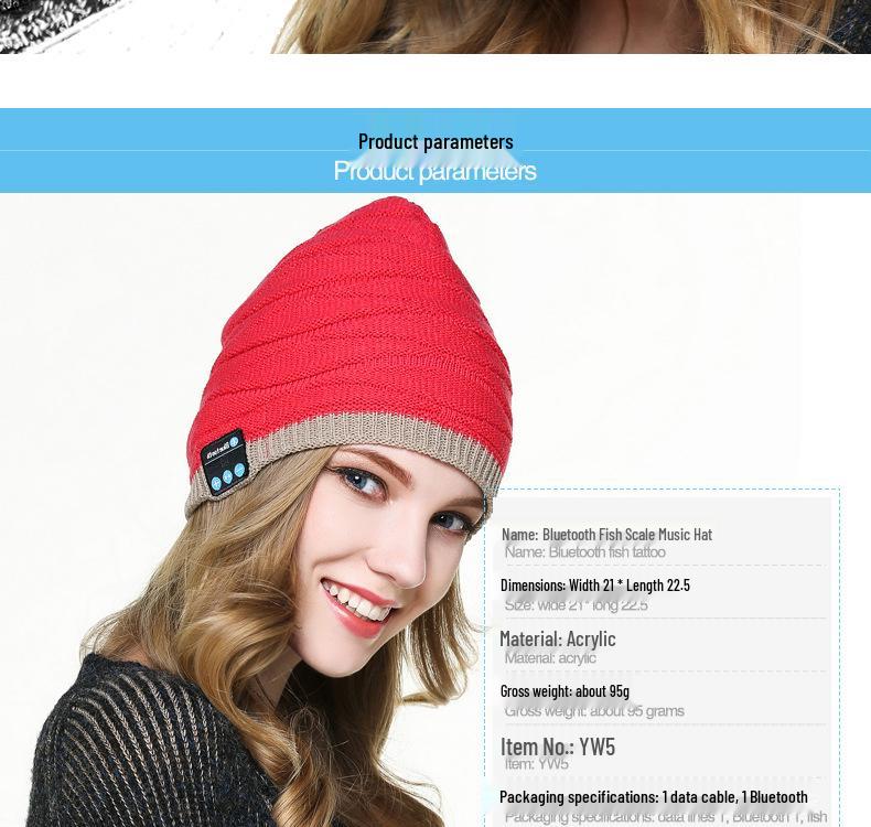 New Dual Ear Horn Stereo Bluetooth Music Headphone Hat - Washable & Rechargeable