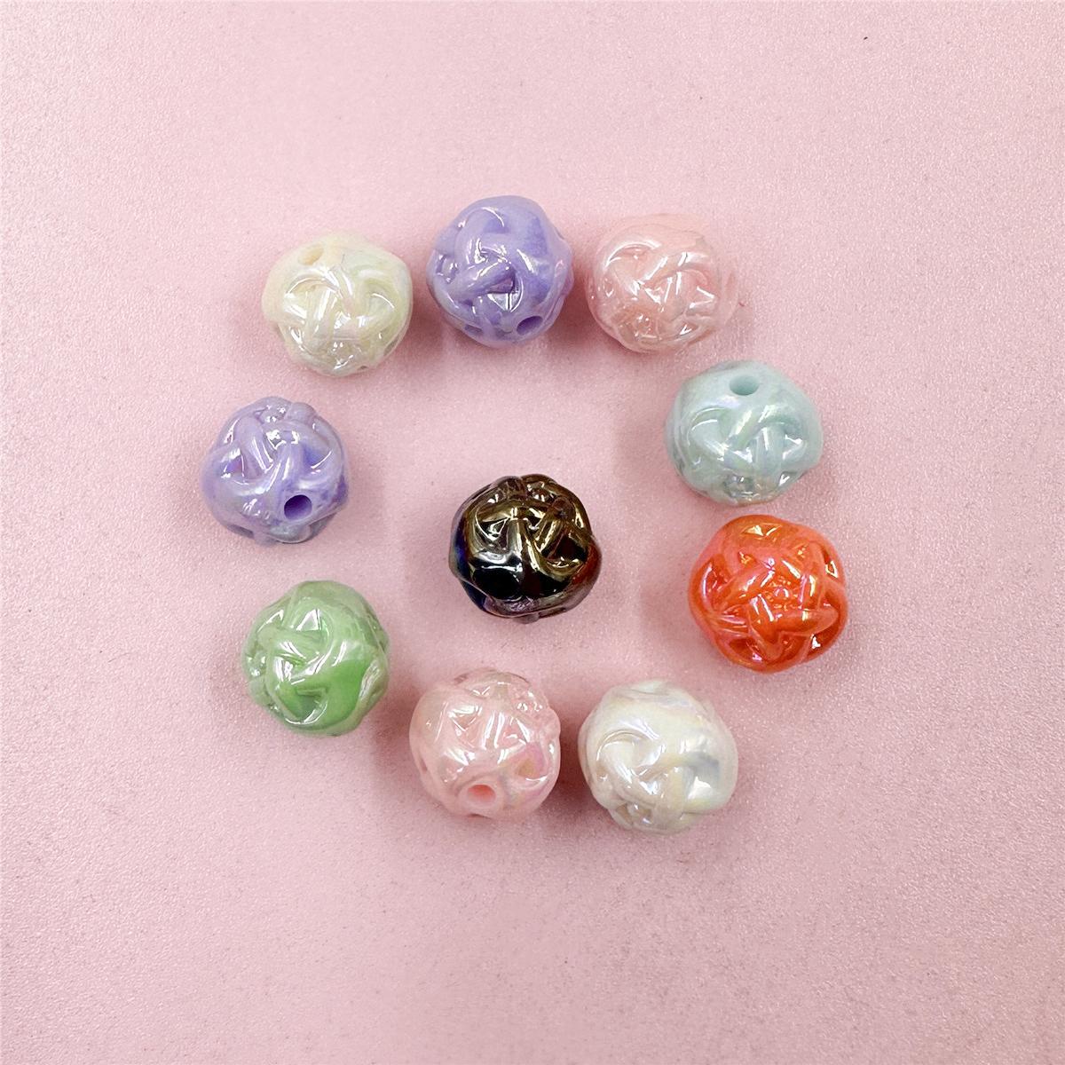 

Творческие ювелирные изделия DIY свободные бусины браслеты акриловые модные ожерелья пряжа клубок 10 шт аксессуары ручной работы 11.1 мм для брелка About 11.1mm 10Pcs разноцветный