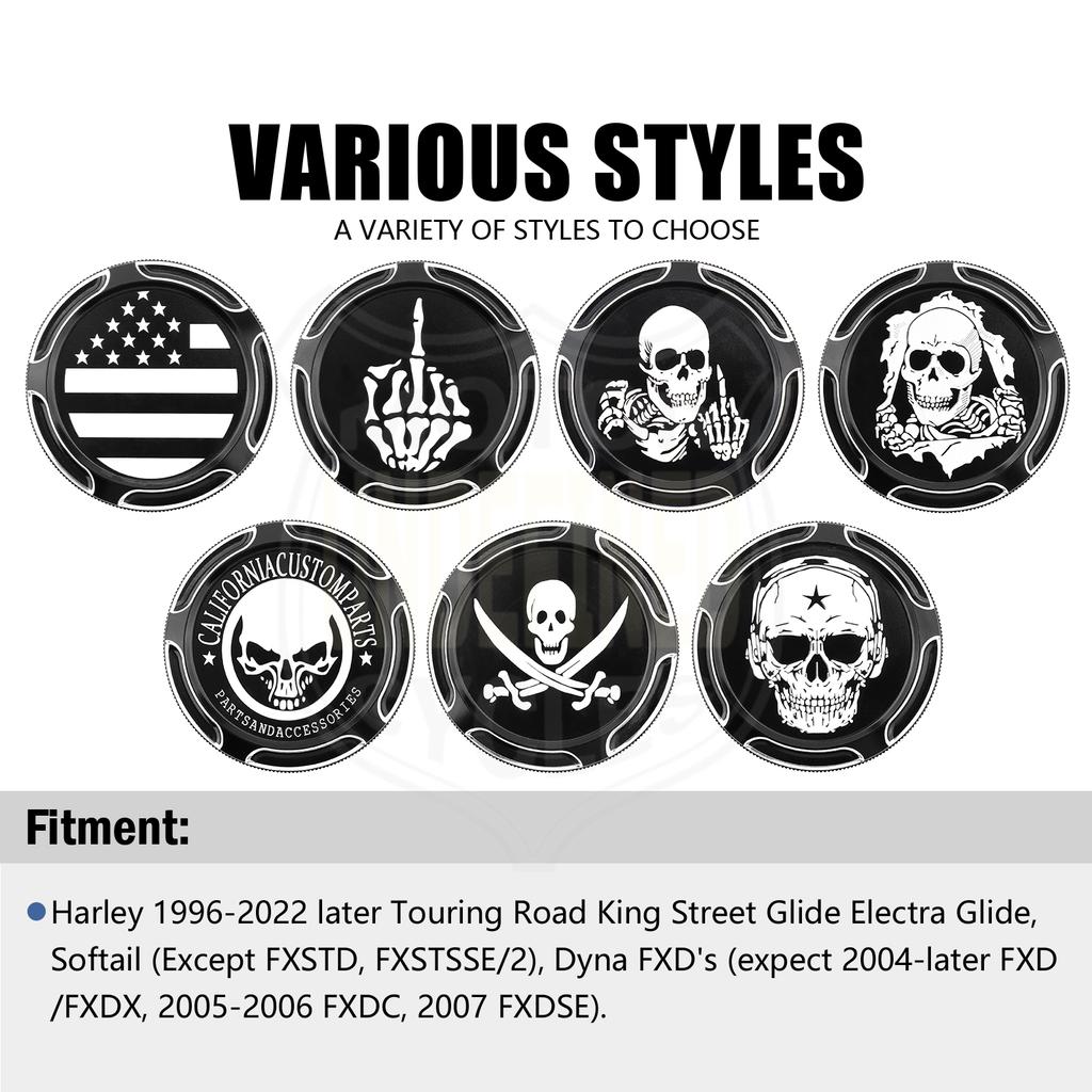 Motorcycle Skull Fuel Tank Gas Cap Cover Vented For Harley Dyna FXD Softail FLST Touring Street Electra Glide Road King 96-2022