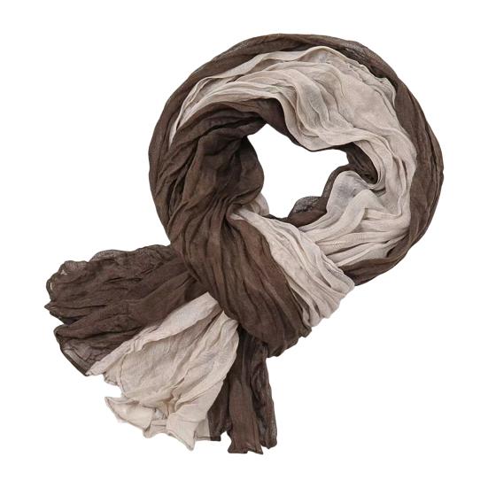 Ladies Shawl Scarf Color-Blocking Pleated Design Versatile Scarf Autumn Winter Outdoors Commuting Long Scarf