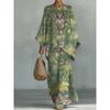 New round Neck Batwing Sleeve Print Set Bohemian Style Casual Loose Two Piece Set