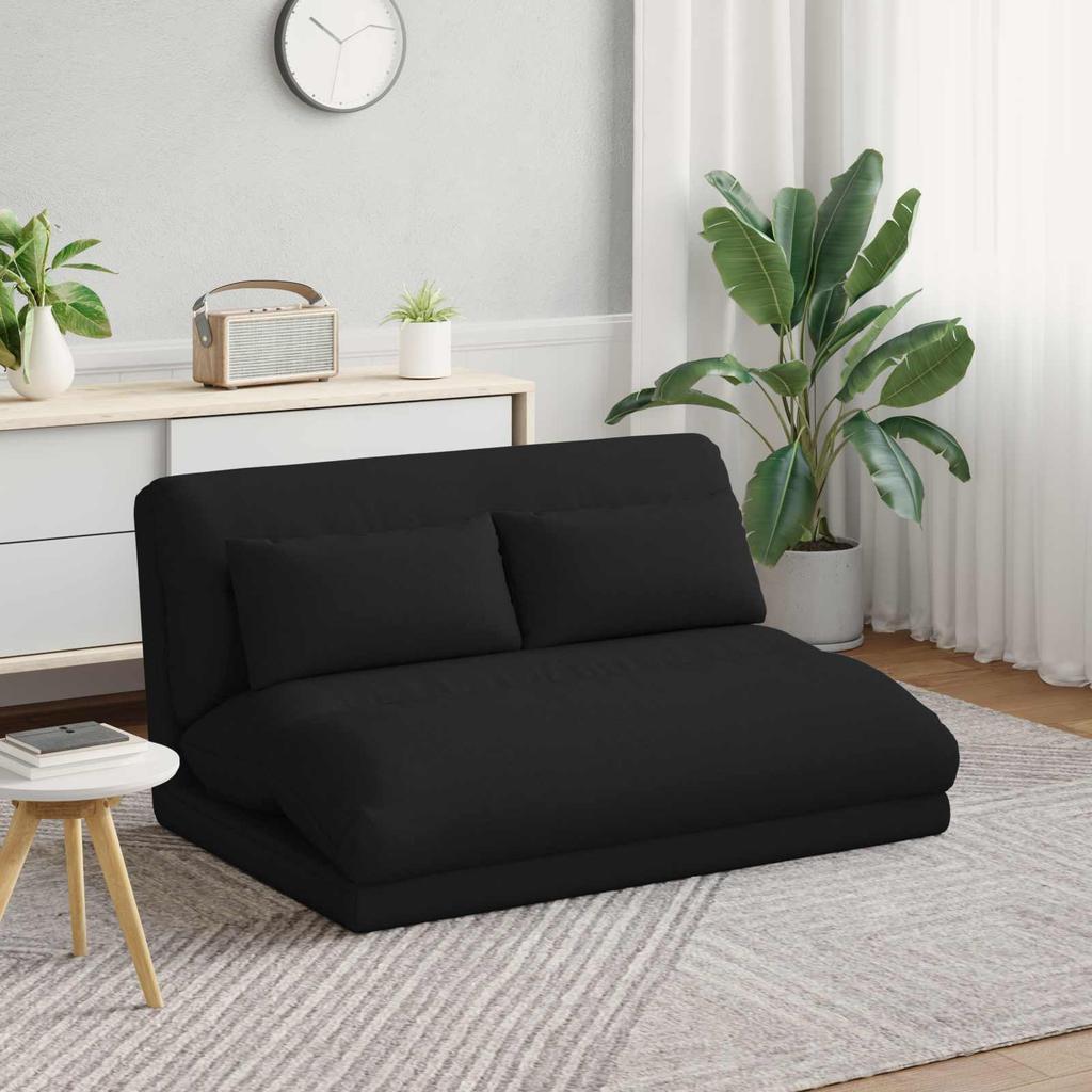 Adjustable Footstool Black Fabric