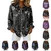 Women's Halloween Print Long Sleeve Button Down Shirt with Collar, Fit Casual Top