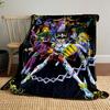 Dynamic Armored Characters In Vivid Poses with Cosmic-themed Designs. for All Seasons Blanket Lunch Break Throw Gift