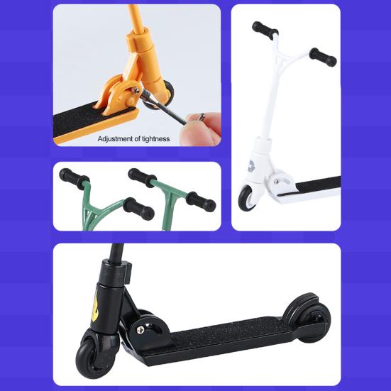 Mini Prstová Koloběžka Hračka s Nářadím Skládací Malá Dvoukolová Koloběžka s Brzdou Simulace Fingerboard Dekorace Dětská Vzdělávací Hračka