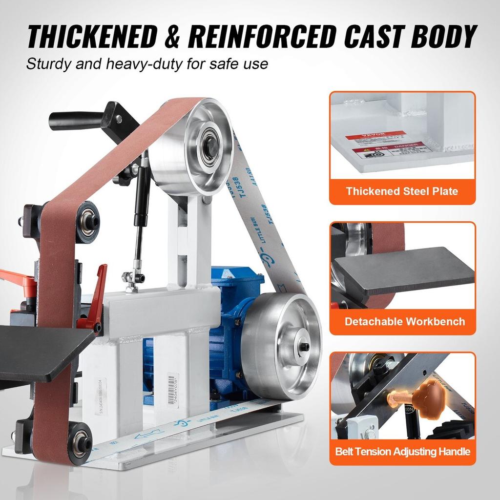 Belt Grinder Sander 72 X 2-Inch Variable Speed with VFD 3 Grinding Moulds