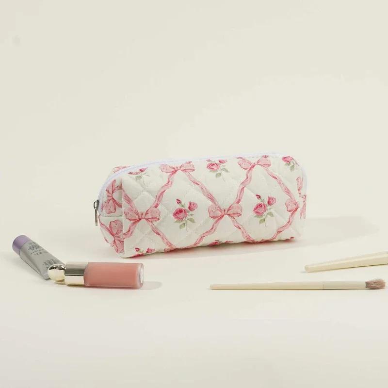 1pc Large Travel Multicolored Plaid Makeup Storage Bag Girls Brush Cosmetic Pouch Bag School Supplies Checkered Pencil Bag
