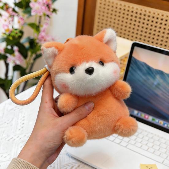 Bag Pendant Cartoon Animal Doll Plush Charm Keychain with Lanyard Soft Fluffy Texture Stress Relief Table Companion