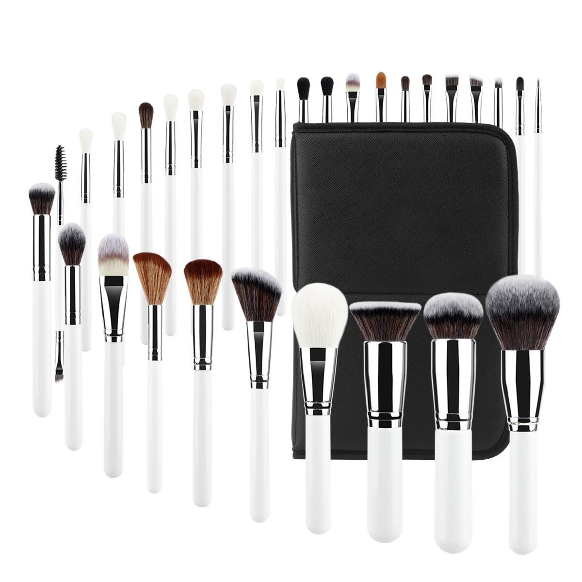 

30pcs professional makeup brushes set with portable storage bag black and white bristles fully meet makeup needs белый