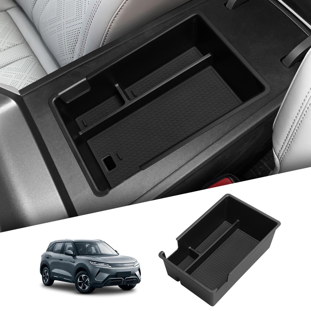 Smabee for BYD Yuan UP/ Atto 2 2025-2026 Button Control Version Center Armrest Storage Box ABS Tray Tidying Accessories Black