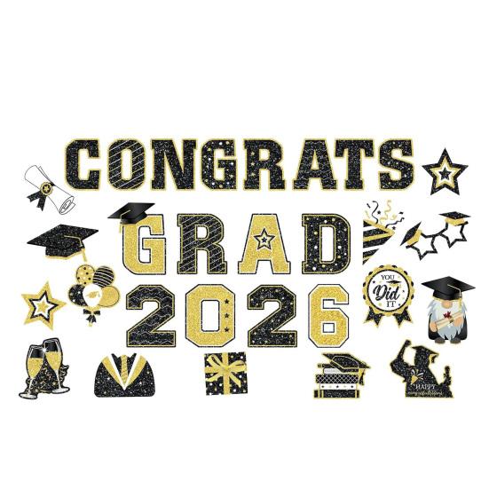 

30Pcs Graduation Car Magnetic Stickers Waterproof Reusable 2026 Senior Grad Car Decorations Bumper Magnets for Refrigerator Metal Surfaces A