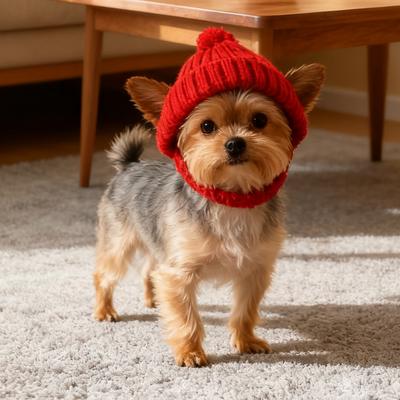 1 PC Warm Winter/Autumn Knitted Hat for Maltese Dogs Cute Hat To Keep Their Ears Warm Indoors Outdoors for Pet Small Dogs Cats
