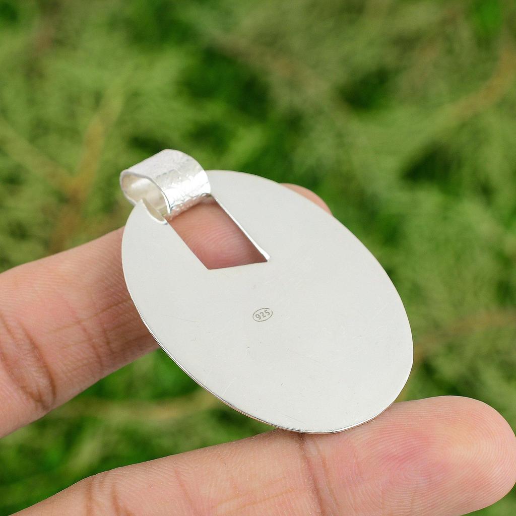 Daughters Day Sale Tibetan Turquoise Rough Gemstone Pendant Jewelry 925 Silver