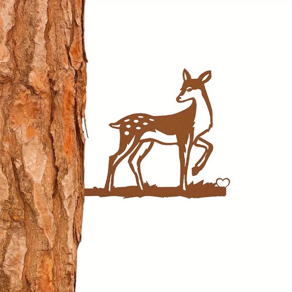 1 Piece Metal Deer Wall Art Sculpture Home Garden Decor Outdoor Statue Black Iron Silhouette Animal Ornament