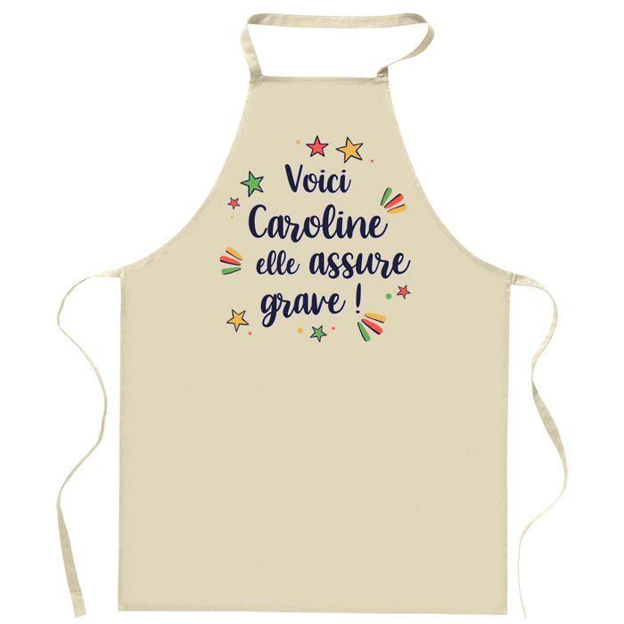 Tablier de cuisine - Planetee Caroline - Impression française - Coton épais - Liens ajustables
