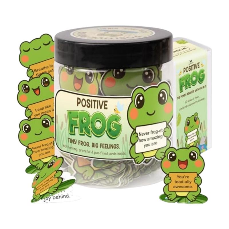 60 Sheets Multifunctional Animal Greeting Cards Positive Affirmation Cards in Plastic Jar for Children Adult Coworkers