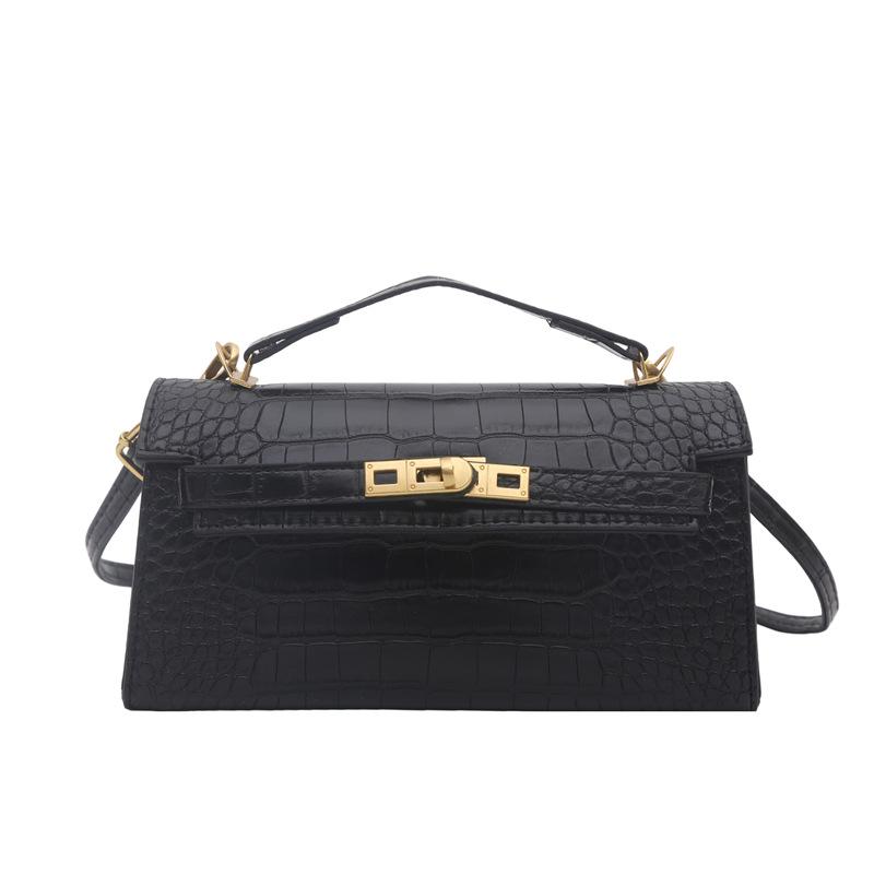 Women Crocodile Pattern Lock Buckle Small Square Shoulder Handbag Crossbody Evening Bag