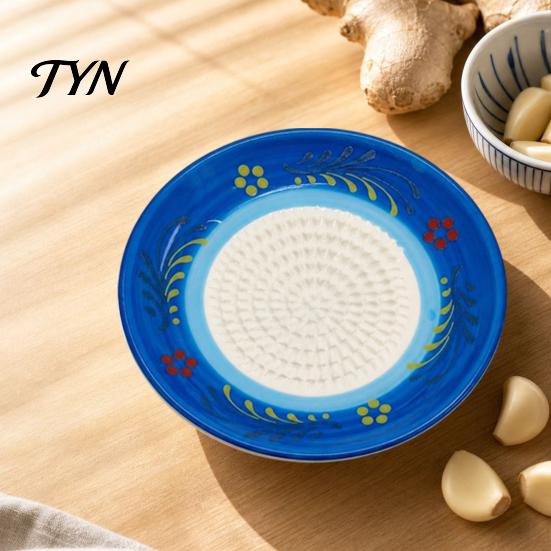 Piatto Piano Piccolo Piatto Grattugia Aglio in Ceramica, Strumento Manuale da Cucina per Grattugiare Zenzero Spezie, Schiacciapatate Cipolla Antiaderente Grattugia Frutta Verdura,
