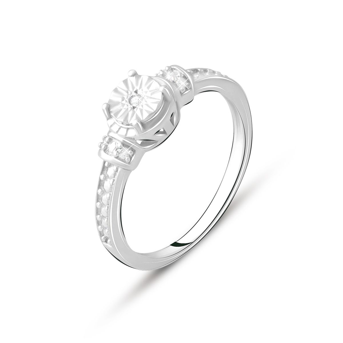 

Срібна каблучка з натуральними діамантами 0.05ct (2075721) 2.18 гр. 925 проби білий