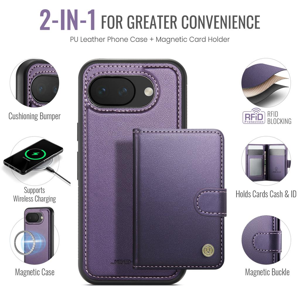 2 in 1 Detachable Business Magnetic Cards Solt Wallet Case For Google Pixel 10 Pro XL 9A 9 8 8A 7A Comfortable Grip Stand Cover