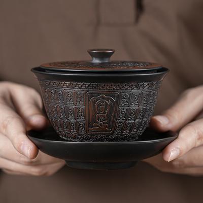 Jianshui Fioletowa Glina Fioletowa Ceramika Gaiwan Ceramiczny Ręcznie Robiony Domowy Zestaw do Herbaty Kung Fu Czarka do Herbaty Filiżanka do Herbaty Zaparzacz do Herbaty Ceremonia Herbaciana