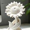 Matte Sunflower Tabletop Figurine 3D Printed Ornament, Nordic Style White Flower Desk Decor, Floral Statue Aesthetic Table Shelf Decoration,
