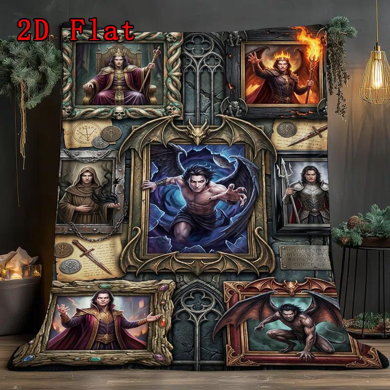 Dark Fantasy Portraits 2D Flat Pattern Flannel Blanket, High Quality All Seasons, Home Decor, Warmth and Comfort, Perfect for Christmas Gifts.