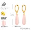 Natural Stone Drop Earrings 18k Gold Plated Stainless Steel Teardrop Amethyst Tiger Eye Rose Quartz Jewelry Nickel-Free