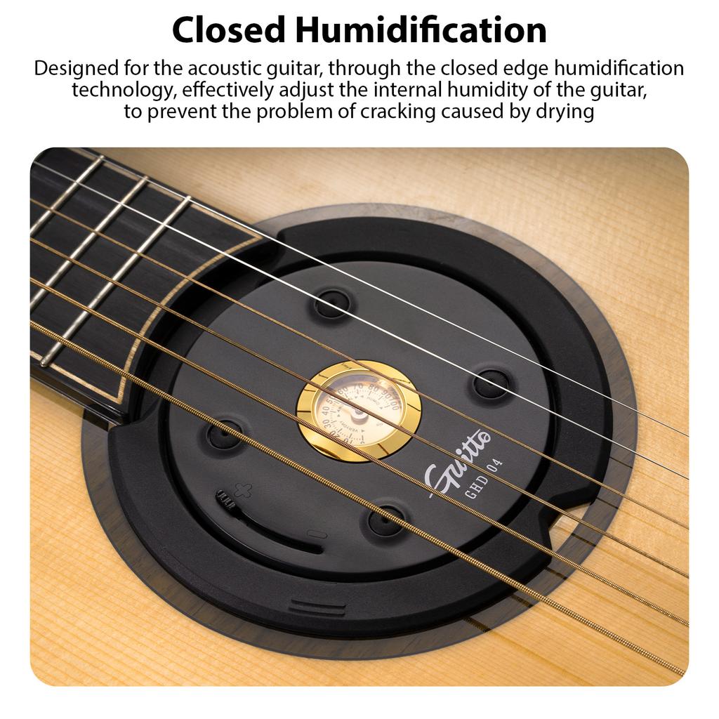 Guitar Humidifier with Adjustable Metal Hygrometer Acoustic Guitar Humidifier Feedback Suppressor and High Density