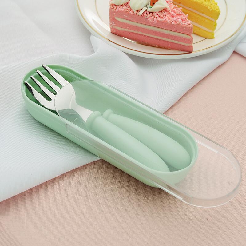 Baby Gadgets Tableware Set Children Cutlery Cartoon Food Feeding Spoon Fork
