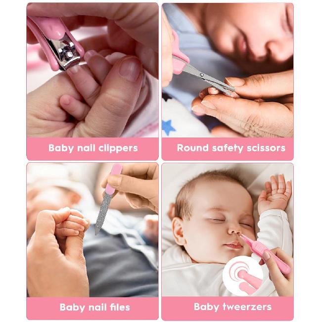 Baby Healthcare and Grooming Kit, Safety Newborn Nursery Baby Care Kit, with Hair Brush Comb, Nail Clipper, Thermometer, Pacifier Clip, Baby Registry