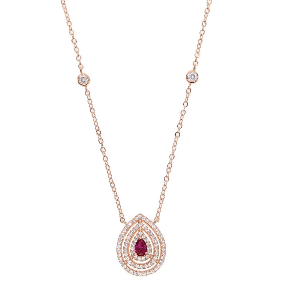 Promotion Fashion Water Drop Charm Cz Statement Station Chain Luxury Rose Gold Plated Fashion Chic Cz Diamond Necklace