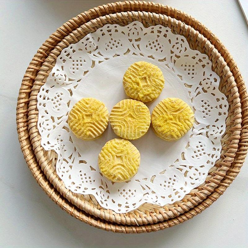 Rattan Wicker Basket Handwoven Fruit Tea Snack Bread Basket Cosmetic Round Storage Box Water Hyacinth Weaving Bamboo Tray