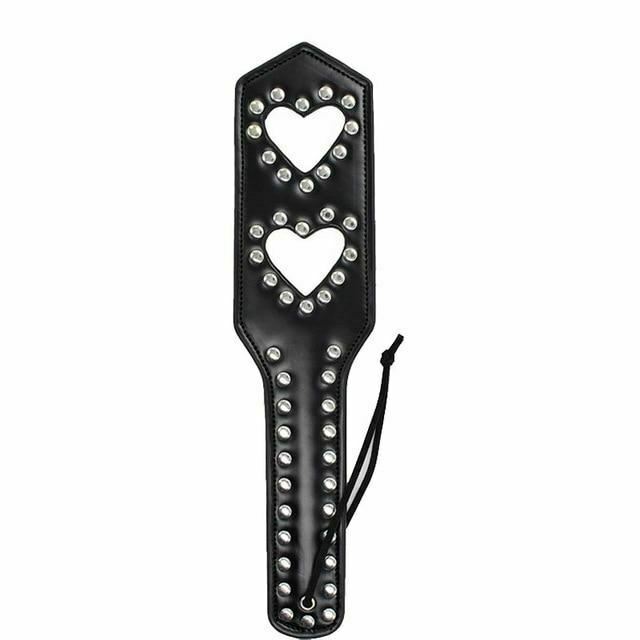Leather Studded Spanking Paddle Heart Shaped Slave Whip Fetish Paddles