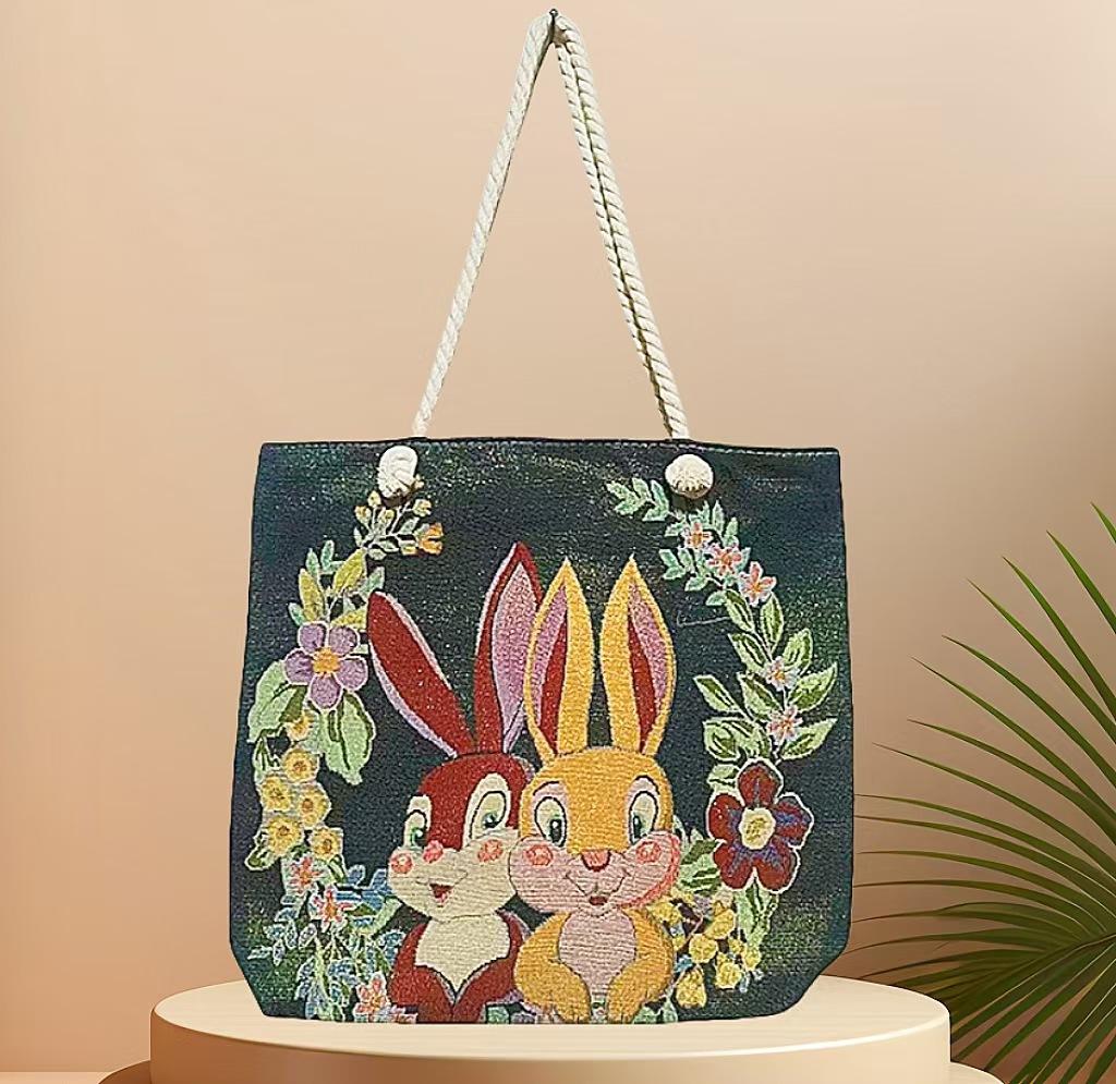 Ethnic style large shoulder bag South East Asia style double-sided embroidery cartoon animal elephant canvas bag female travel bag