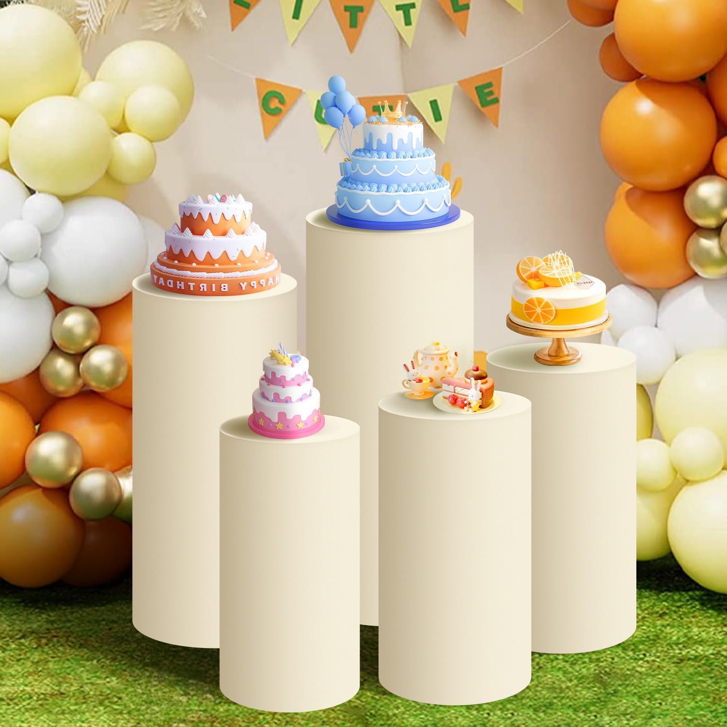 

Cylinder Pedestal Stand Covers, Spandex Cylinder Stand Covers for Party, Wedding or Event Decor - Only Contains Cylinder Covers 1PC 50x27cm слоновая кость