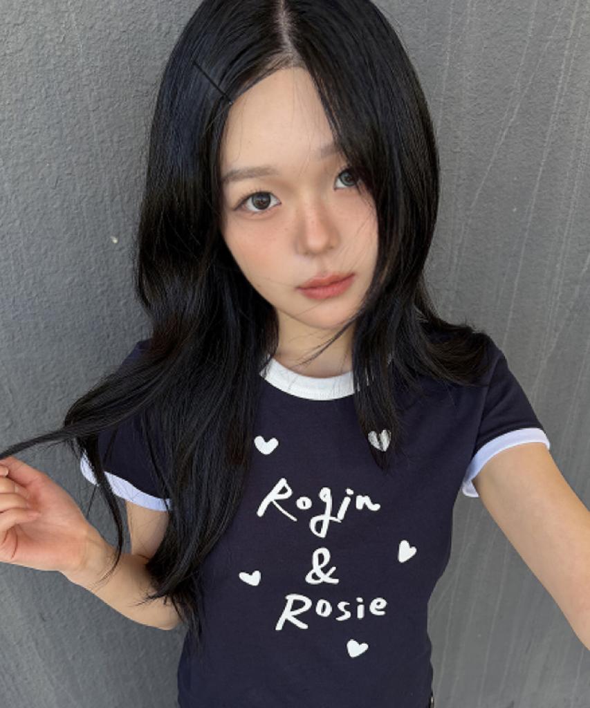 Loginaenloji Rogin N Rosie Lettering Ringer T-Shirt Navy