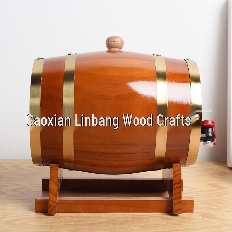 Red Wine Barrel Home Decor: Handmade Wooden Display Ornament for Bar or Restaurant