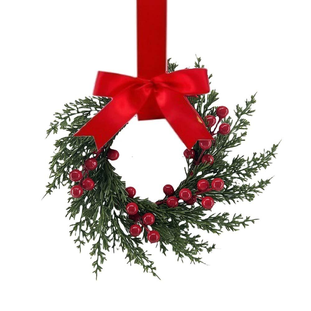 

New Pinecone Christmas Wreath Red Berry Festive Door Hanging Ornament 3D Artificial Artificial Garland Navidad Decoration