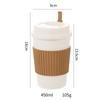 450ML Coffee Cups With Lids Wheat Straw Reusable Portable Coffee Cup Dishwasher Safe Coffee Mug Coffee Tea Travel Cups
