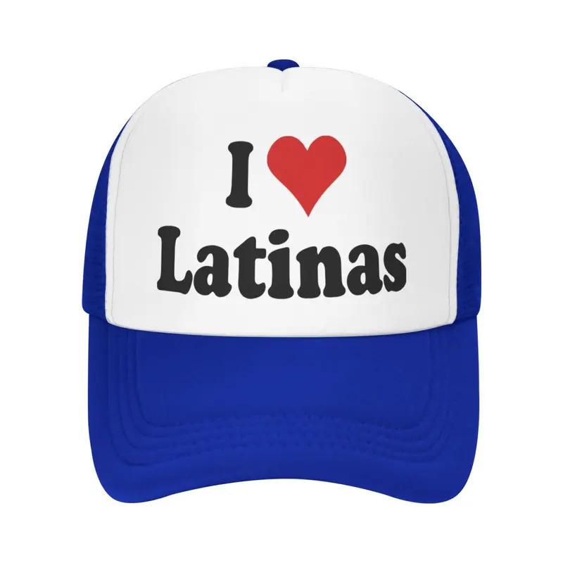 I Love Latinas Trucker Hat Adjustable Mesh Baseball Cap Casual Polyester Summer Sports Style