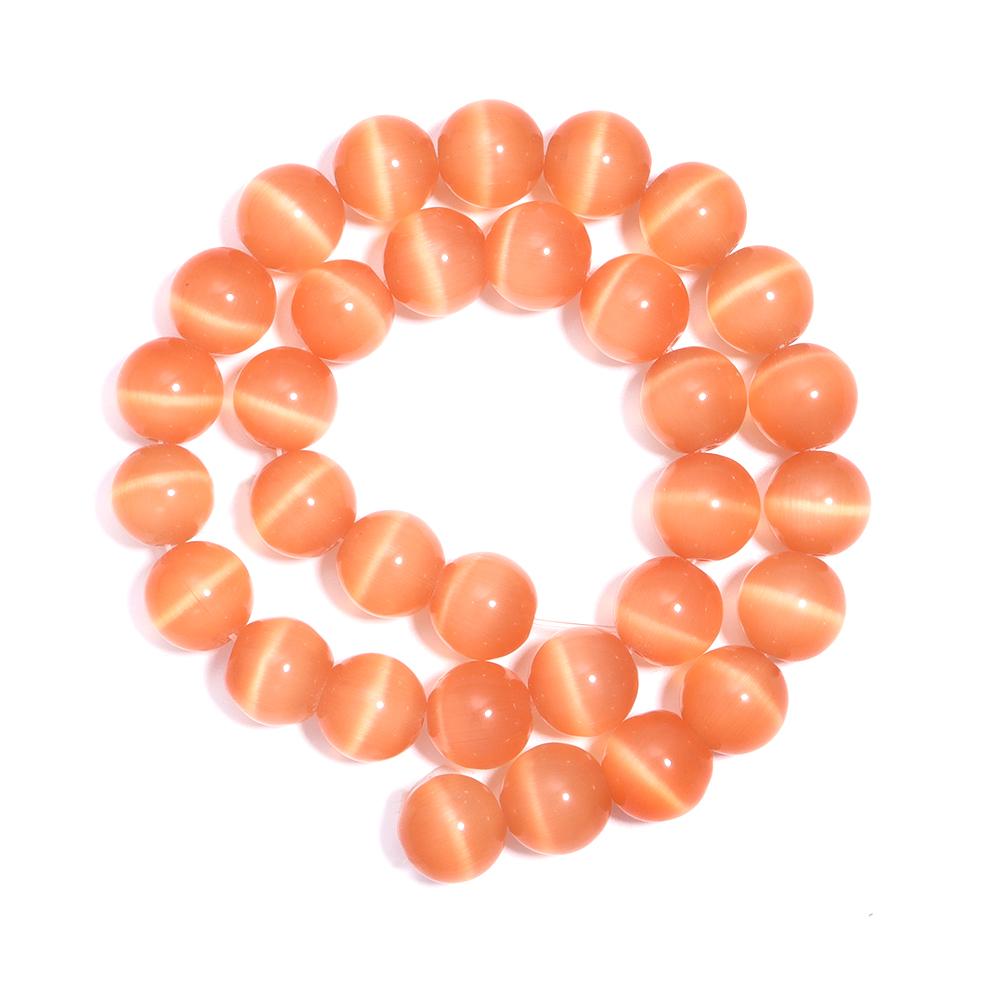 1 Strand Champagne Color Cat Eye Stone Beads Natural Stone Beads Round Loose Beads For Jewelry Making DIY Bead Bracelet Necklace