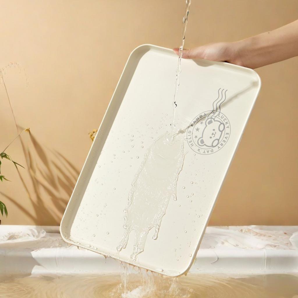 Plastic Food Serving Tray Household Large Capacity Storage Tray Reusable Snack Dessert Fruit Plate Kitchen Storage Organizer