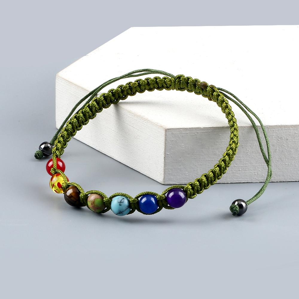 Handmade 7 Chakra Bracelet Natural Stone Braided Rope Yoga Reiki Healing Balance Bracelets & Bangles Meditation Gift