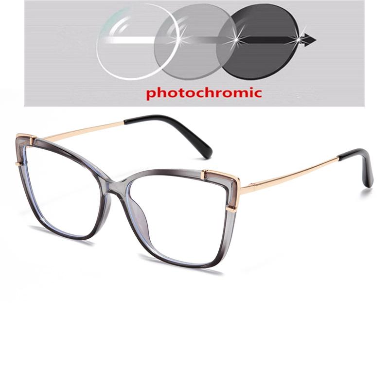 

Очки для близорукости кошачий глаз с блокировкой синего света для женщин 1,56 Однолинзовые фотохромные очки для близорукости 0 -0,5 -0,75 до -6,0 Myopia -5.0