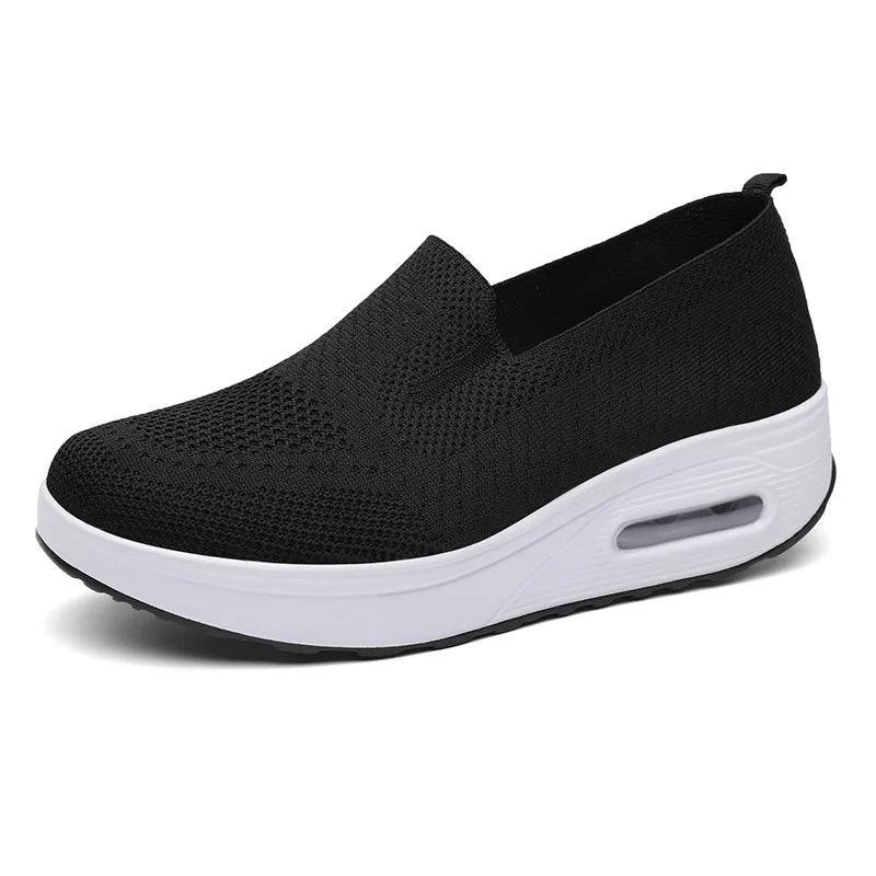Women Flat Sneakers Comfy Light Thick Sole Breathable Mesh Female Shoes Slip-On Durable Spring Stylish Trend Leisure Flats 2025